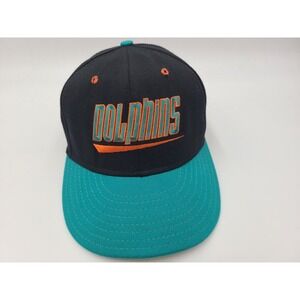 Vintage Miami Dolphins Annco Snapback Hat Cap Men 90s NFL Football Black Blue